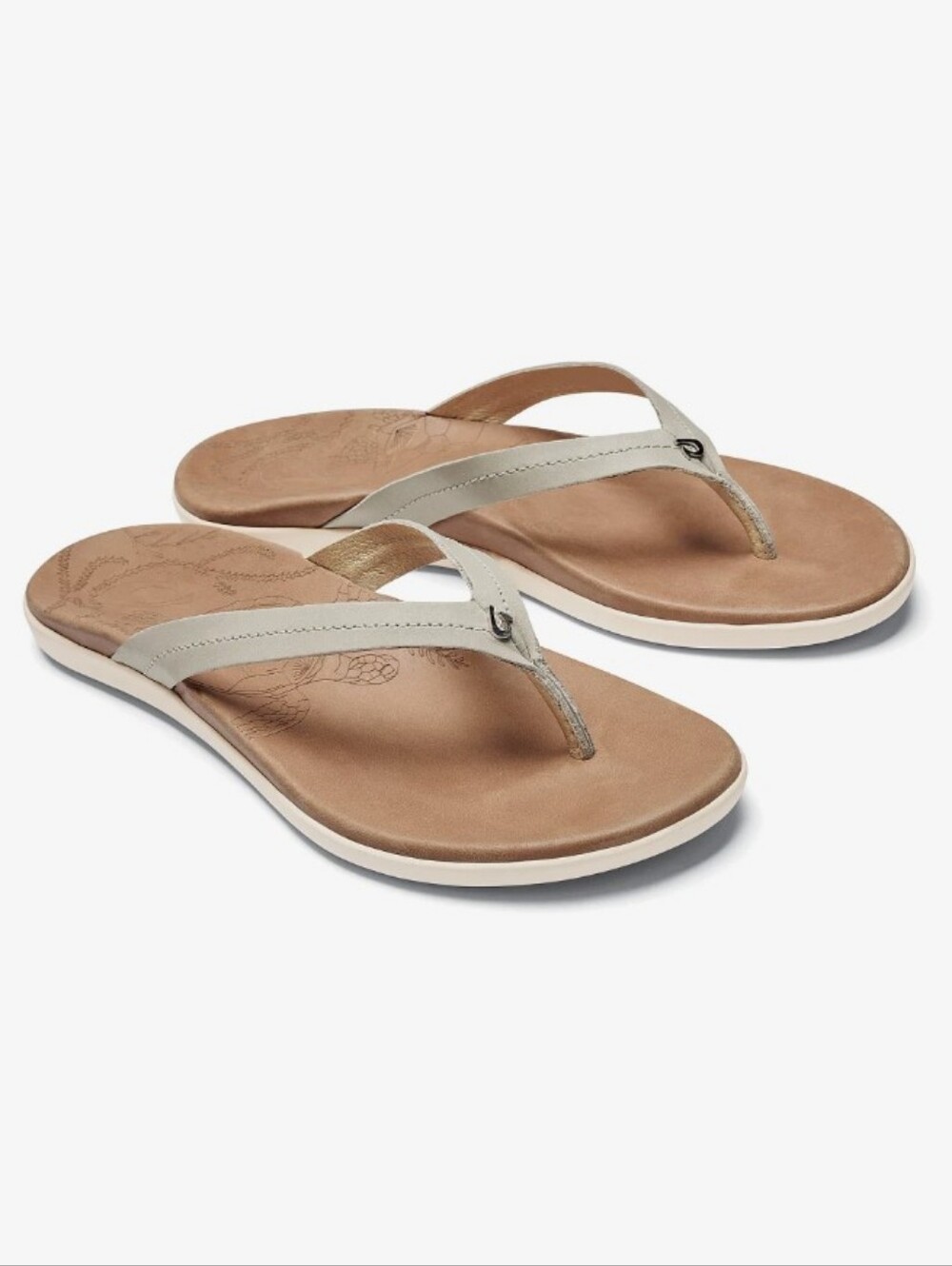 Olukai Honu Women's Flip Flop Beach Sandal Size 11 Tapa/Golden Sand